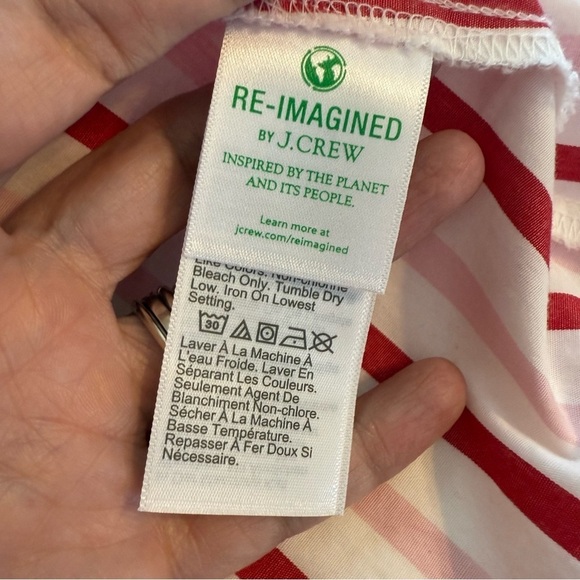 J Crew Lightweight Cotton Blend Button Front Long Sleeve Shirt Red White Stripes - Picture 7 of 11